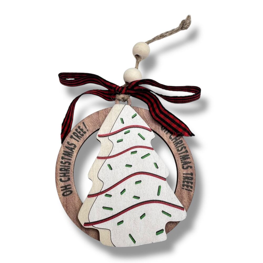 Little Debbie Christmas Tree Cake Wood Ornament - Laser cut